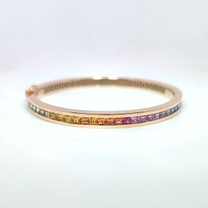 Pre-Loved Multi-Coloured Sapphire Bangle 18k Rose Gold