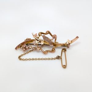 Pre-Loved Decorative Bird Brooch 9k Yellow Gold | B3