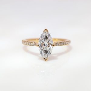 1.21ct Lab Grown Marquis Diamond Engagement Ring 18k Yellow Gold | 44332