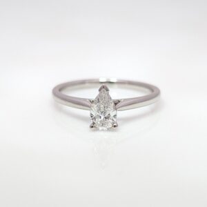 pear-cut diamond solitaire engagement ring in platinum