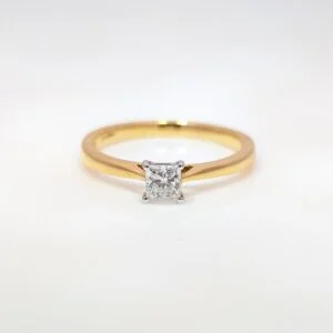 princess cut diamond solitaire engagement ring in 18k yellow gold