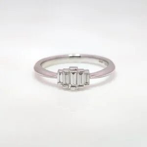 five stone baguette diamond engagement ring in platinum
