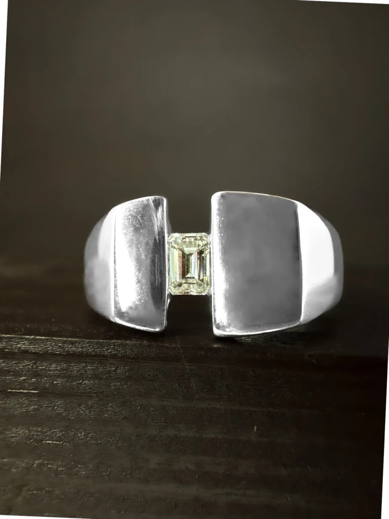 Pre-Loved Gents Baguette Cut Diamond Ring 18k White Gold | 16428