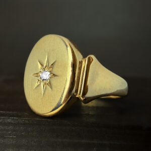 Pre-Loved Gents Single Diamond Signet Ring 9k Rose Gold | 43524