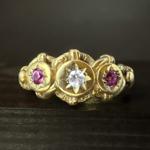 Pre-Loved Pink Tourmaline and Topaz Ring 9k Yellow Gold | 36791