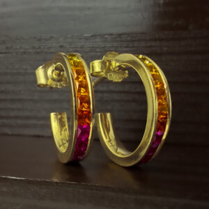 Pre-Loved Multi-Coloured Sapphire Hoop Earrings 18k Yellow Gold | 44017