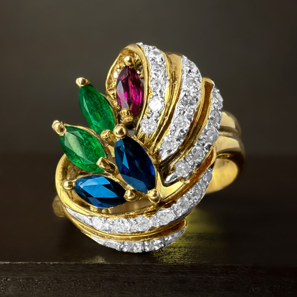 Pre-Loved Multi-Stone Statement Ring 18k Yellow Gold | 35234