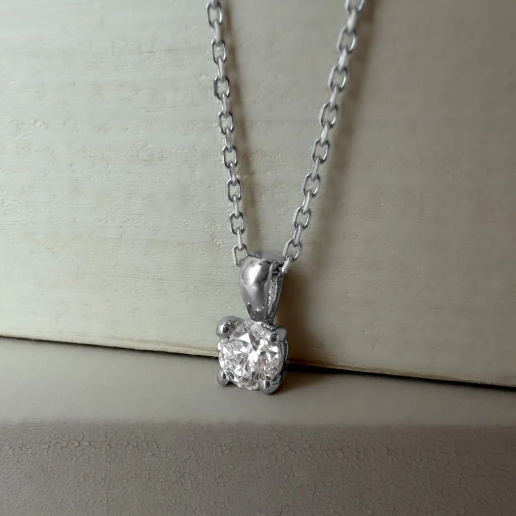 0.32ct Diamond Pendant and 18" Necklace 18k White Gold | 37267