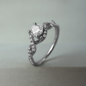 0.15ct Pavé Twist Diamond Ring with Milgrain Shoulders 18k White Gold | 40455