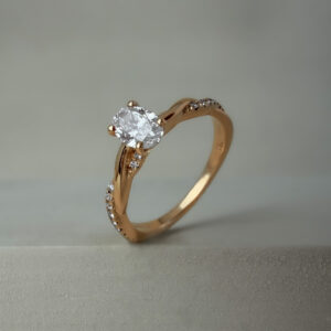 0.40ct Twist Oval Diamond Engagement Ring 18k Rose Gold | 32792