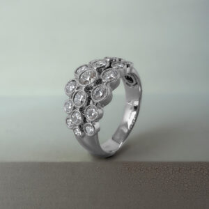 0.92ct Diamond Bubble Ring Multi-Bezel Milgrain Edge Platinum | 36446