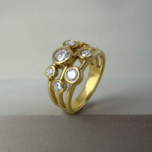 0.95ct Certified Diamond Bubble Ring 18k Yellow Gold | 37296