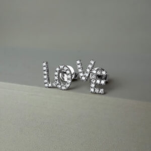 0.16ct "Love" Statement Diamond Stud Earrings 18k White Gold | 35561