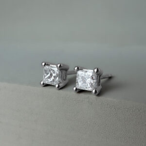 0.50cts Princess Cut Diamond Stud Earrings 9k White Gold | 32239