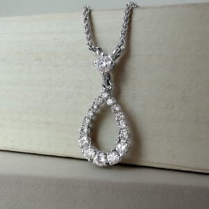 0.38ct Diamond Teardrop Necklace 18k White Gold | 16382