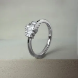 0.32ct Five Stone Baguette Diamond Engagement Ring in Platinum | 39754
