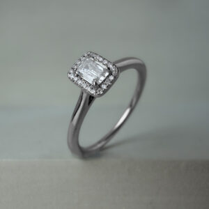 0.32ct Emerald Cut Diamond Cluster Engagement Ring in Platinum | 37331