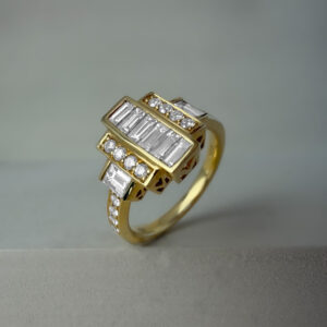 1.11ct Art Deco Style Mixed-Cut Diamond Ring 18k Yellow Gold | 44375