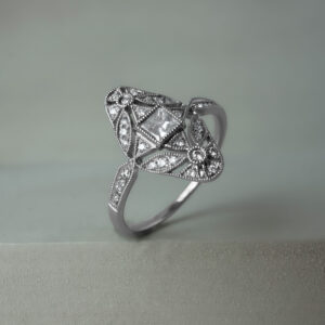 0.30ct Diamond Art Deco Style Ring 18k White Gold | 21101