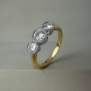 Trilogy 1ct Diamond Engagement Ring with Milgrain Edge 18K Yellow Gold | 34030