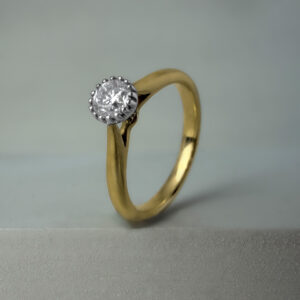 0.33ct Round Brilliant Cut Diamond Ring 9k Yellow and White Gold | 34740